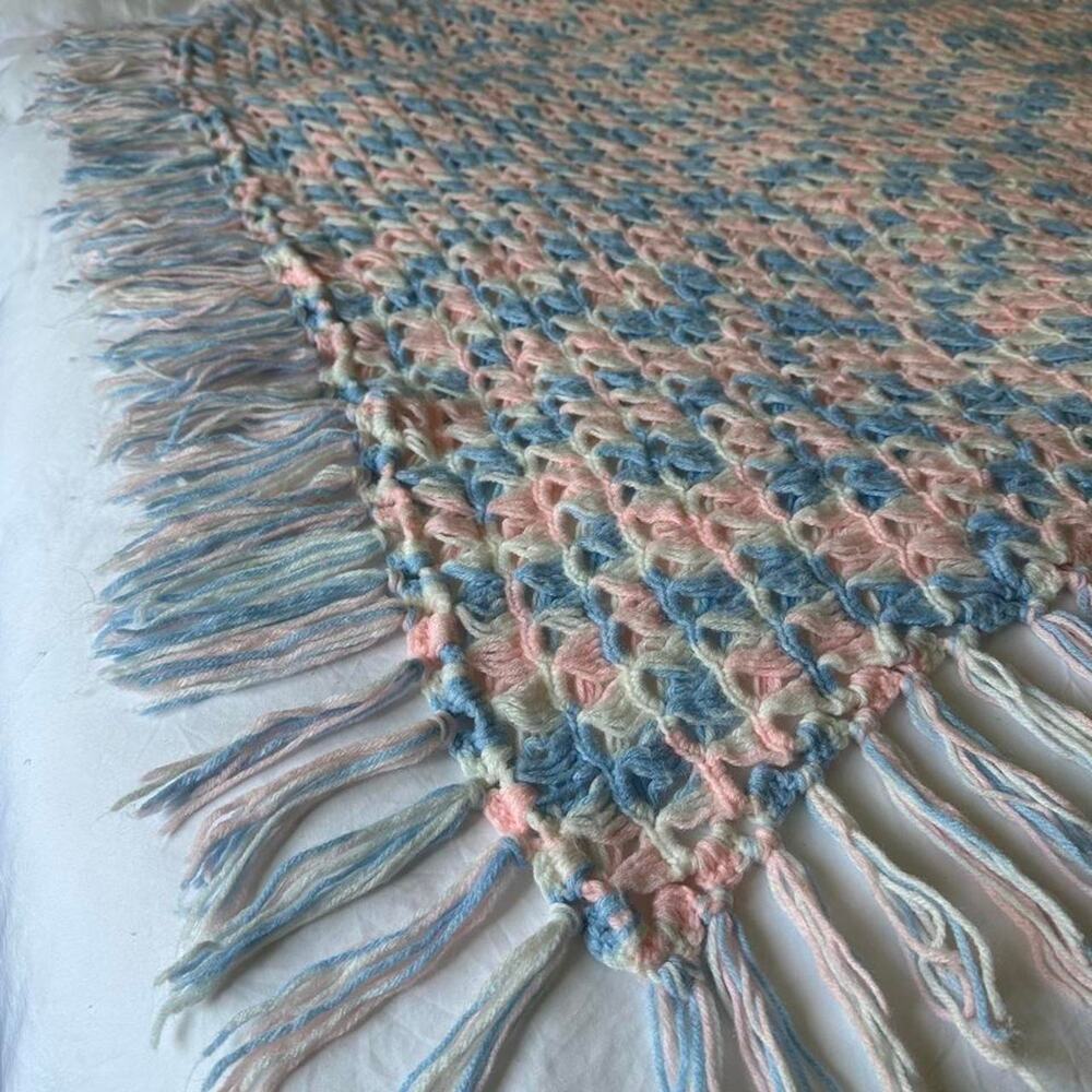 Vintage Handmade Crochet Baby Blanket